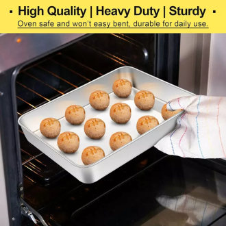 Nadstar Aluminium Square Tray 8.5" Cake Moulds Rectangle Baking Tray Deep Oven Pan for Lasagna Brownie Pizza Heavy Duty Anti-Rust Easy Clean NO12