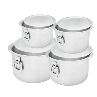 Nadstar Aluminium Sufuria 4pcs with Lid & Handle 75L 85L 100L 110L Cookware Set Tope Cooking Pot for Commercial Use - Gauge 7 Kitchen Heavy Duty Tapela
