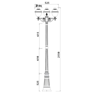 Tronic Ornamental 3 Headed Bollard Light
