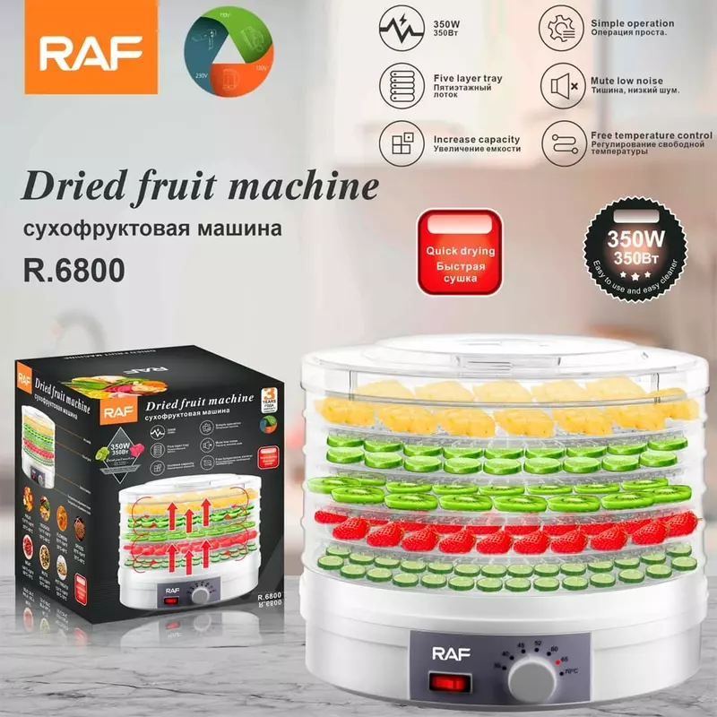 RAF Fruit Dehydrator 5 Trays 350W, Adjustable Temperature, Simple Operation R.6800 - Image 8