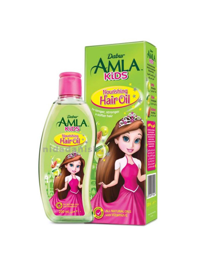 Dabur Amla Hair Oil Kids Natural Goodness of Amla, Olive, and Almond, Promotes Long, Strong, and Healthy Hair 200ml (Pack of 6)