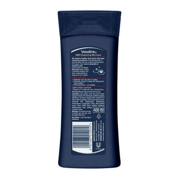 Vaseline Men Body Lotion Strength 400ml 3in1 Lotion for Dry Skin Provides Healing Moisture for Healthy-Looking Resilient Skin 69735264 (Pack of 3) - Image 2