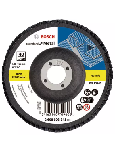 Bosch Metal Grinding Disc 180 mm 80 Grit Aluminum Oxide Flap Disc, 2608603355 (Pack of 10Pcs)