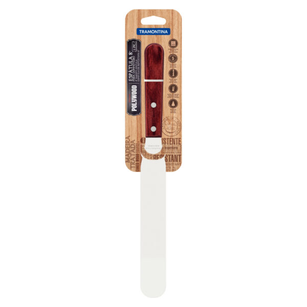 Tramontina Pastry Spatula Stainless Steel Blade 8" Red Polywood Treated Wood Handle 21161/178 - Image 3