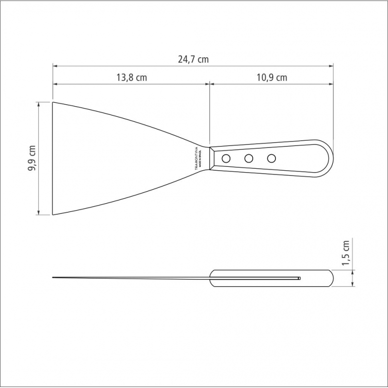 Tramontina Scraper Spatula 5" Stainless Steel Blade, Red Polywood Treated Wood Handle 21166/175 - Image 6