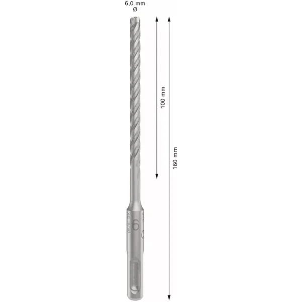 Bosch Hammer Drill Bit SDS Plus-5 Drill X 6 X 100 X 160 MM 2608833778 (Pack of 10pcs) - Image 2
