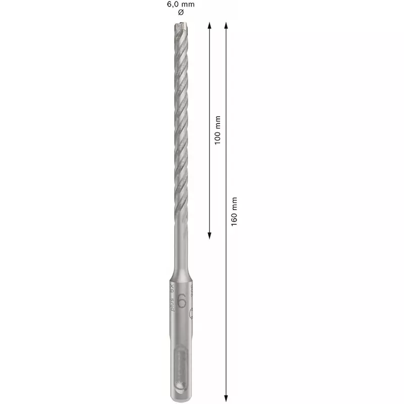 Bosch Hammer Drill Bit SDS Plus-5 Drill X 6 X 100 X 160 MM 2608833778 (Pack of 10pcs) - Image 2