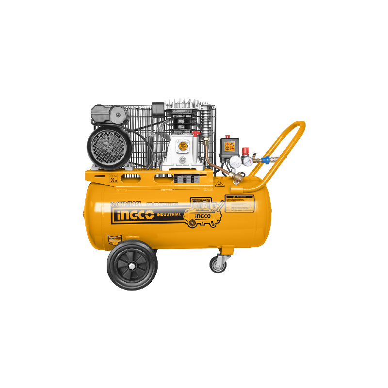 Ingco Air Compressor 2.2kW/3HP 100L with Copper Wire Induction Motor, Belt Driving System AC301008-8/AC1301008 - Image 2