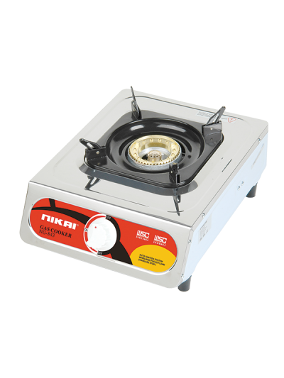Nikai Gas Cooker 1 Burner Stainless Steel Blue Flame with High Efficiency Stainless Steel Body Full Safety Features NG843