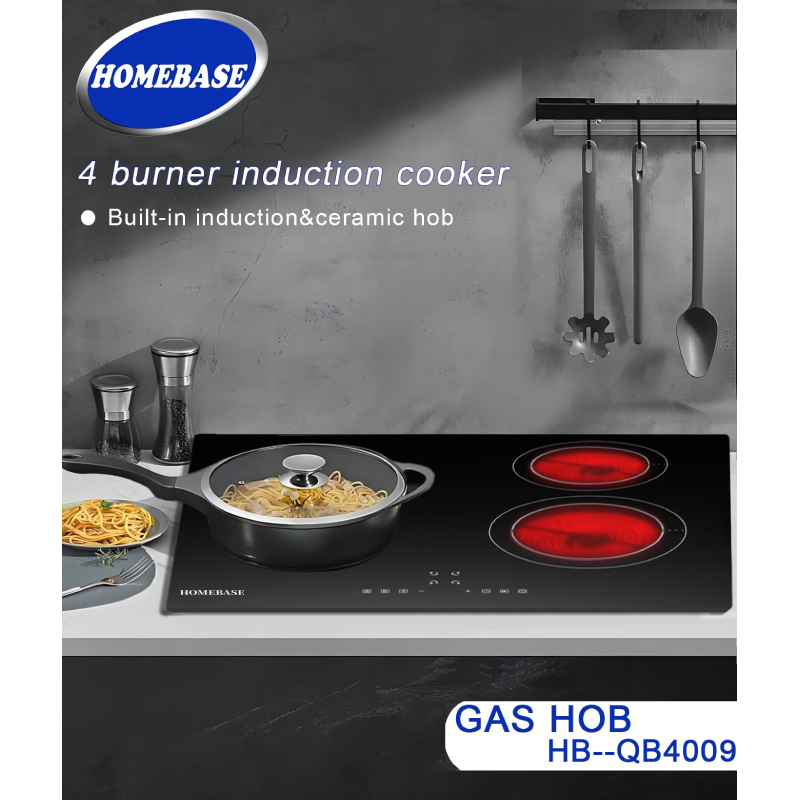 Homebase Built in Cooker 2 Induction 2 Ceramic Plates Glass Top HB-QB4009 - Image 2