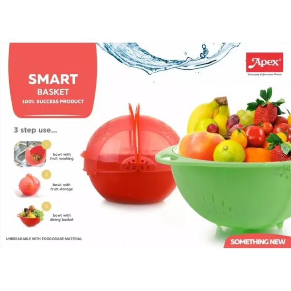 Apex Smart Basket Colander Plastic Unbreakable Multifunctional Bowl - Image 2