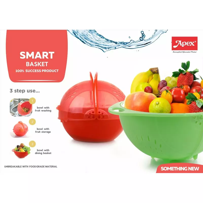 Apex Smart Basket Colander Plastic Unbreakable Multifunctional Bowl - Image 2
