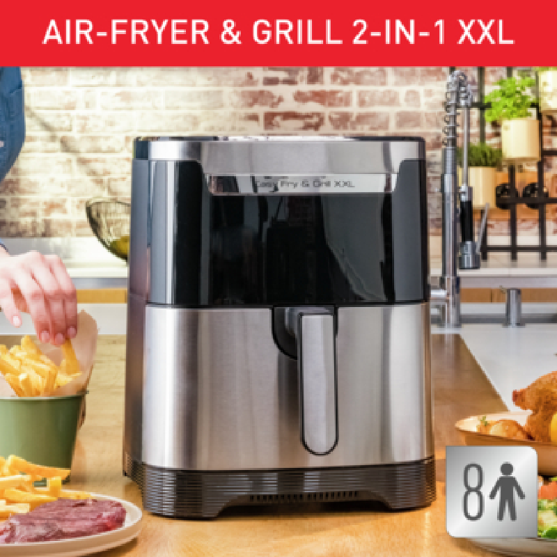 Tefal 2in1 Air Fryer Easy Fry & Grill XXL 6.5L 1830W with Grill Plate Digital Display & Timer EY801D27 - Image 5