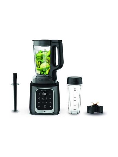 Moulinex Blender 2.6L Tritan Blender Jar with 2 Mills, 1600W, Razor Sharp 6 Blades, Infinity Mix, Digital Touch Control with 5 Automatic Programs, 10 Speed Settings, On the Go Bottle LM91HD27