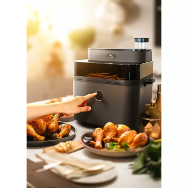 Evvoli Air Fryer 8L Digital Control Panel Display, 8 Preset Programs with Juicy and Crisper Plate and Water Tank1650W Black EVKA-AF8008D - Image 5