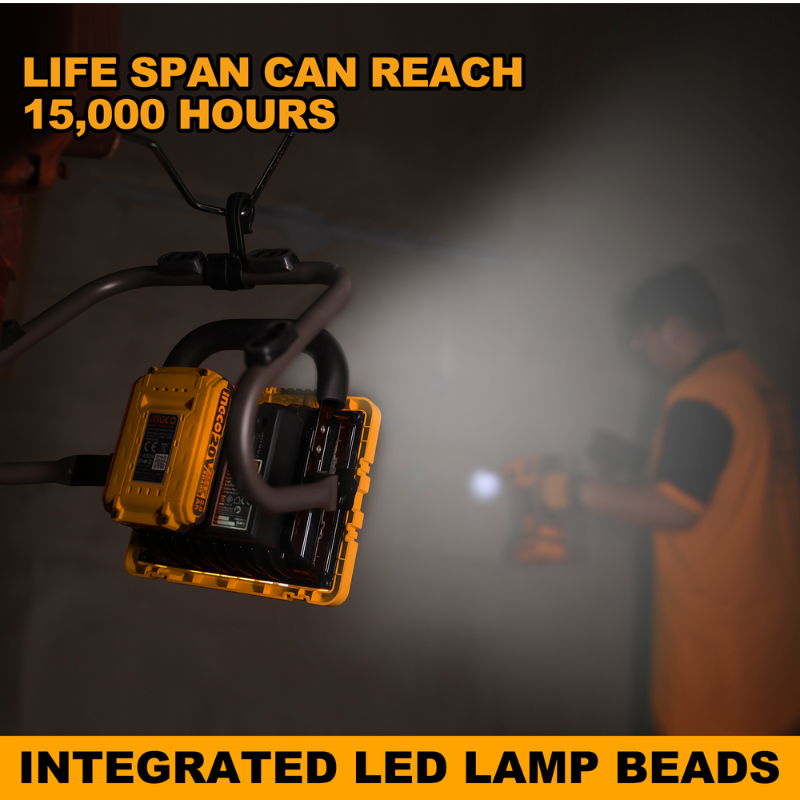 Ingco Cordless Portable LED Work Lamp 20W with High & Low Lumen Setting CWLI2025 - Image 8