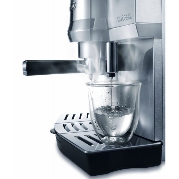 De'Longhi Expresso Maker Pump Driven & Cappuccino Machine 1450W (Metallic) Latte Macchiato Hot Milk Removable Drip Tray EC850.M - Image 7