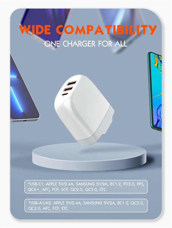 LDNIO Super Fast Charging 65W With 3 Port 1PD+2QC3.0, Replaceable Plug Charger With Type-C-Lightning Cable, A3511Q - Image 6