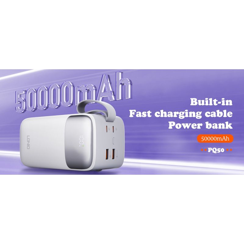 Ldnio Power Bank Fast Charging 20W, Built In USB-C/Lightning Cables, 50000mAh Supper Big Capacity, High Quality Battery QC 3.0 PQ50 - Image 7