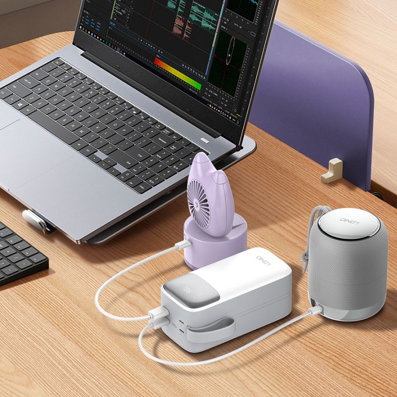 Ldnio Power Bank Fast Charging 20W, Built In USB-C/Lightning Cables, 50000mAh Supper Big Capacity, High Quality Battery QC 3.0 PQ50 - Image 3