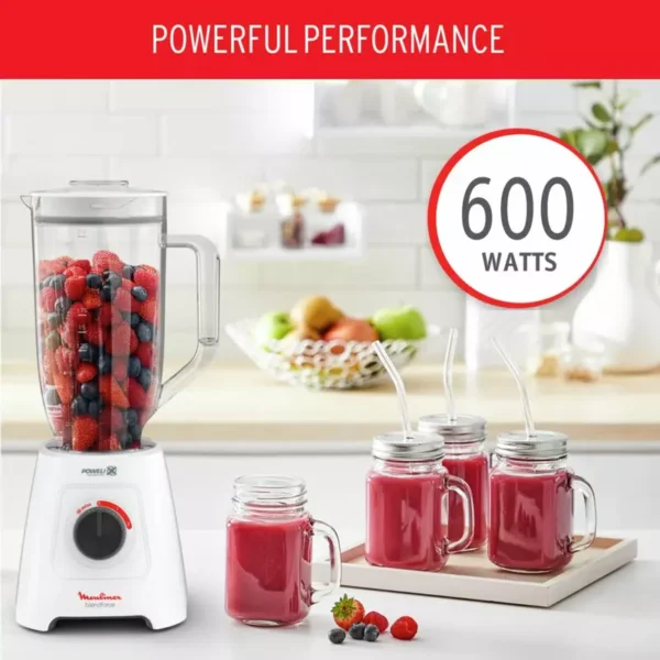 Moulinex Blender 600W BlendForce XXL Jar 2.8 L Blender Smoothie Maker Mixer 2 Attachments 2.8L XXL Plastic Jar 6 Powelix Blades Ice Crush 2 Speeds LM458127 - Image 7