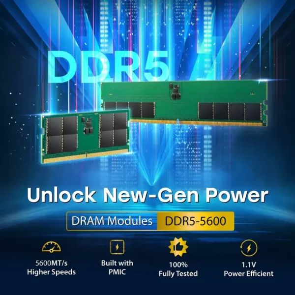Transcend Desktop Memory Module - 16GB RAM DDR5 5600, U-DIMM, 1Rx8 Configuration, 1.1V, JM5600ALE-16G. - Image 2