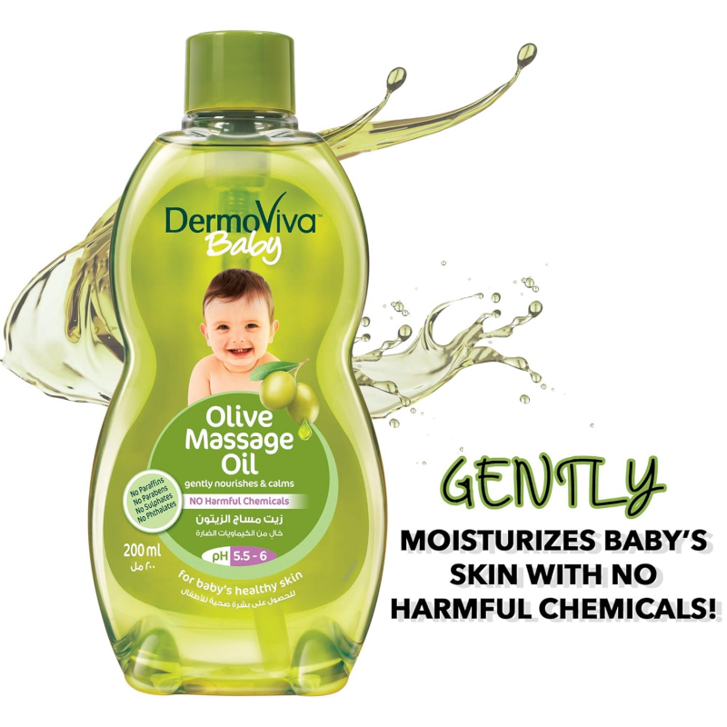 Dabur Dermoviva Baby Olive Massage Oil 200ml (Pack of 6) - Image 2