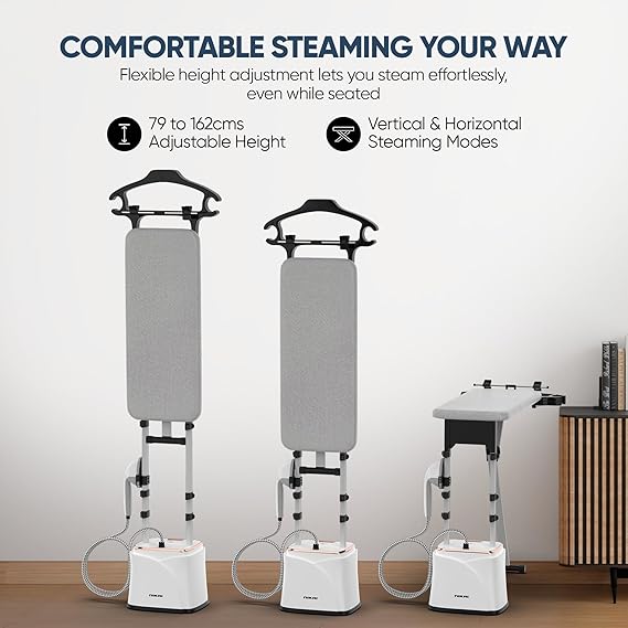 Nikai Garment Steamer 2.2L Tank Suit Hanger 1950W NGS292AB Water Filtration Function 3 Bar Pump Inside 79Cm Iron Board Length Automatic Power Off - Image 5