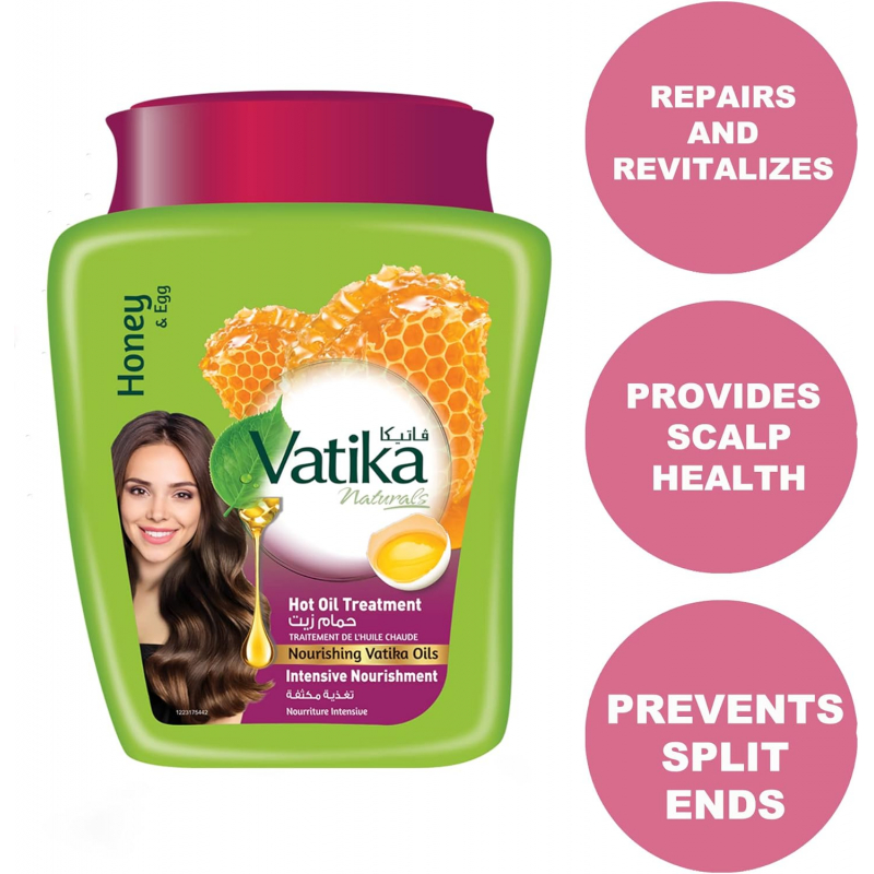 Vatika Hot Oil Treatment Nourishment Hot Oil, Deep Hydration, and Transformation for Dry, Damaged, and Thick Hair, Enriching Care for Vibrant Hair, Infused with Honey & Egg Goodness 1kg (Pack of 3) - Image 6