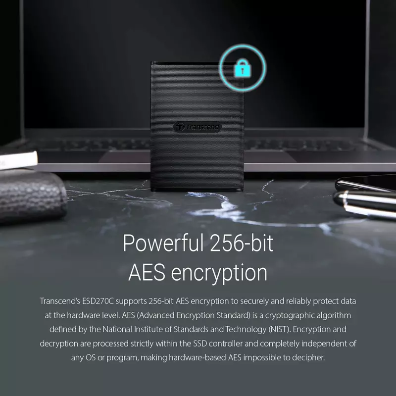 Transcend 1TB Portable External SSD - One-Touch Backup, One-Time Password Protection, Includes Type-A and Type-C Cables, TS1TESD270C. - Image 8