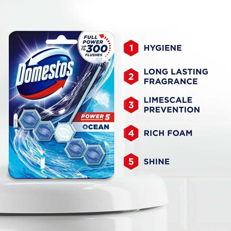 Domestos Toilet Rim Blocks, Provides Hygiene & Shine 55gm - Image 4