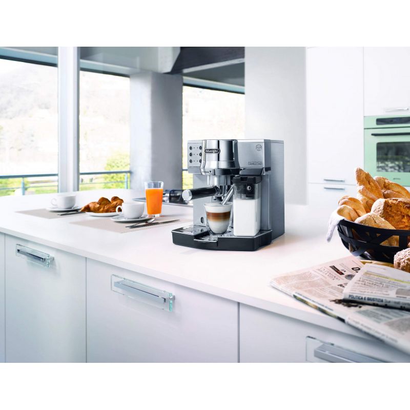 De'Longhi Expresso Maker Pump Driven & Cappuccino Machine 1450W (Metallic) Latte Macchiato Hot Milk Removable Drip Tray EC850.M - Image 12