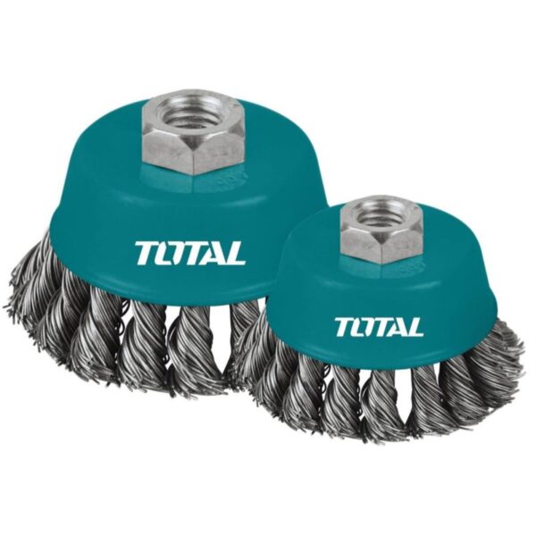 Total Wire Cup Brush with Nut 75mm Twister Hard Silver TAC32031 - Image 3