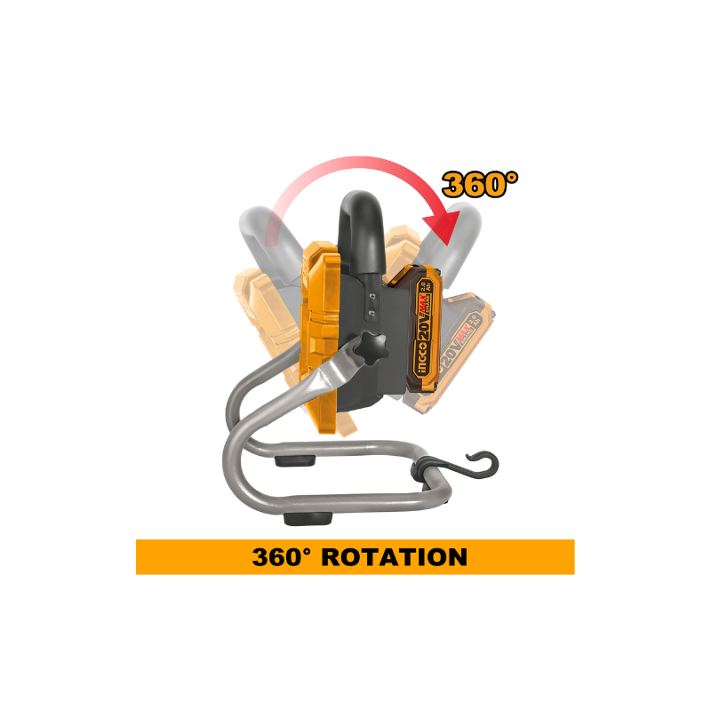 Ingco Cordless Portable LED Work Lamp 20W with High & Low Lumen Setting CWLI2025 - Image 5