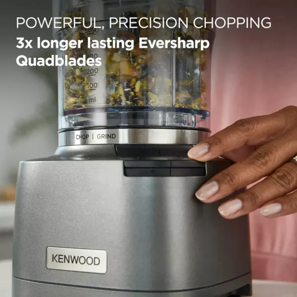 Kenwood Chopper and Grinder 2 in 1 500ml Plastic Bowl 800w Chp80.000si Powerful Metal Grinder and Electric Chopper with Eversharp Quadblades, Dripper Pro, Spatula for Wet Chopping & Dry Grinding - Image 7