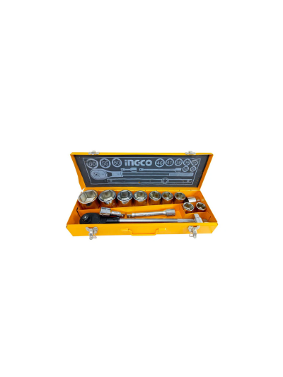Ingco 15pcs 3/4" Socket Set with Cr-V Material, Heat Treated, Chromed Plated HKTS034151