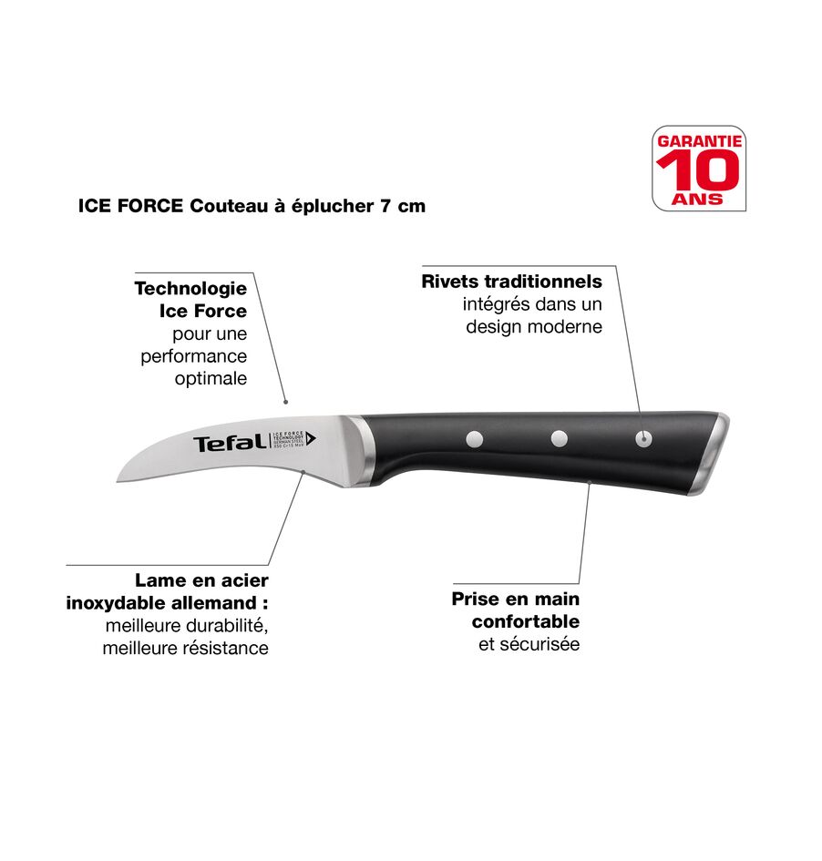 Tefal Ingenio Ice Paring Knife 7cm Ice Force Technology German Stainless Steel Brushed Stainless Steel Black 27.5 x 6 x 2 CM K2321214 - Image 4