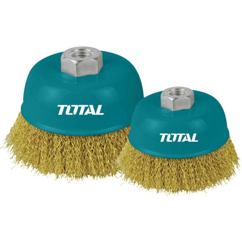 Total Wire Cup Brush with Nut 100mm Soft Golden TAC31041 - Image 3