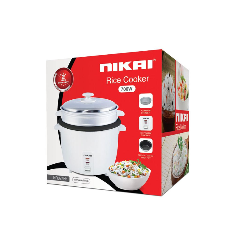 Nikai Rice Cooker 1.8L NonStick 700W Thermostat Control Detachable Power Cord Non-Stick Teflon Coated Inner Pot Aluminum Steamer Keep Warm Function NR672N1 - Image 8