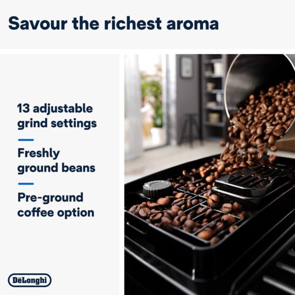 De'Longhi Magnifica Start Fully Automatic Bean to Cup Coffee Machine with 4 One-Touch Recipes, Soft-Touch Control Panel, Auto Milk, 1450W, Black ECAM220.60.B - Image 3