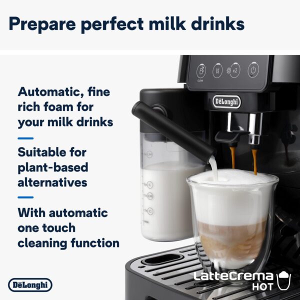 De'Longhi Magnifica Start Fully Automatic Bean to Cup Coffee Machine with 4 One-Touch Recipes, Soft-Touch Control Panel, Auto Milk, 1450W, Black ECAM220.60.B - Image 4