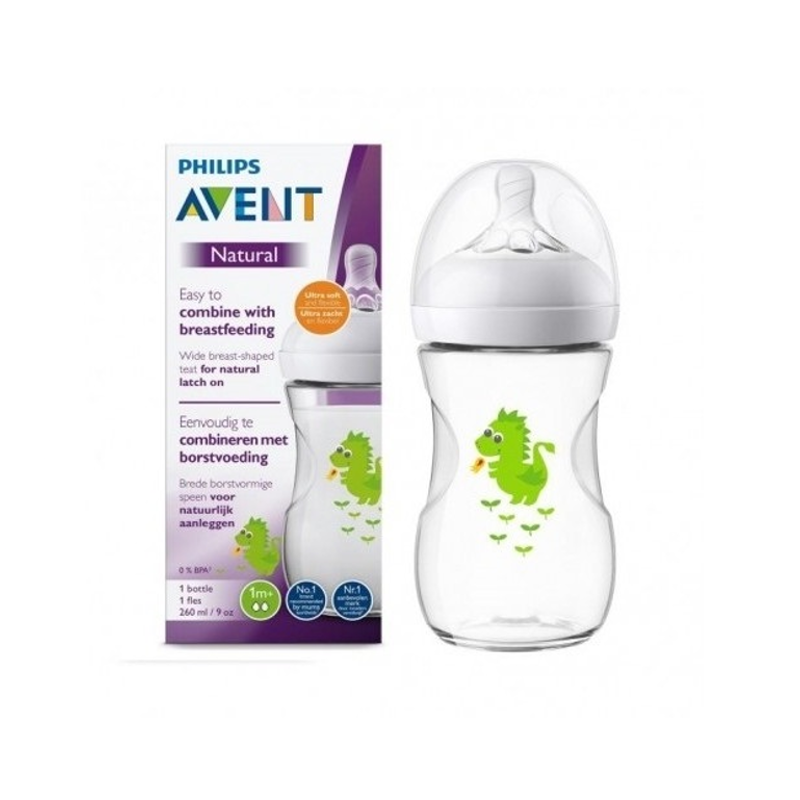 Philips Avent Bottle Natural Dragon 260ml/9oz 2 Holes 1m+ 070/24 - Image 4