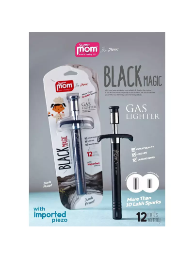 Supermom Black Magic Gas Lighter Granted Spark Junk Proof 573317