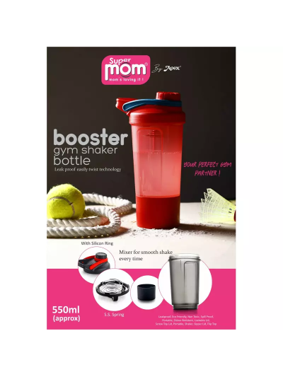Supermom Booster Gym Shaker Bottle 500ml Plastic Material Leak Proof Lid Bpa Free 573393