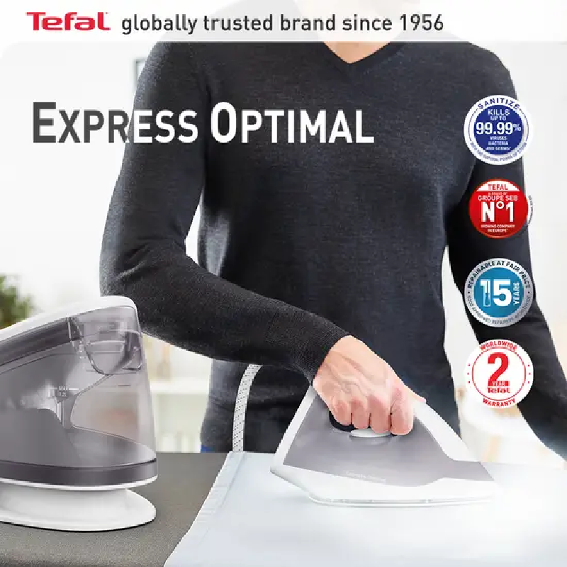 Tefal Express Optimal Steam Generator Iron 2200W with 1.2L Tank 1.6m Power Cord Ceramic Soleplate SV4111G0 - Image 9