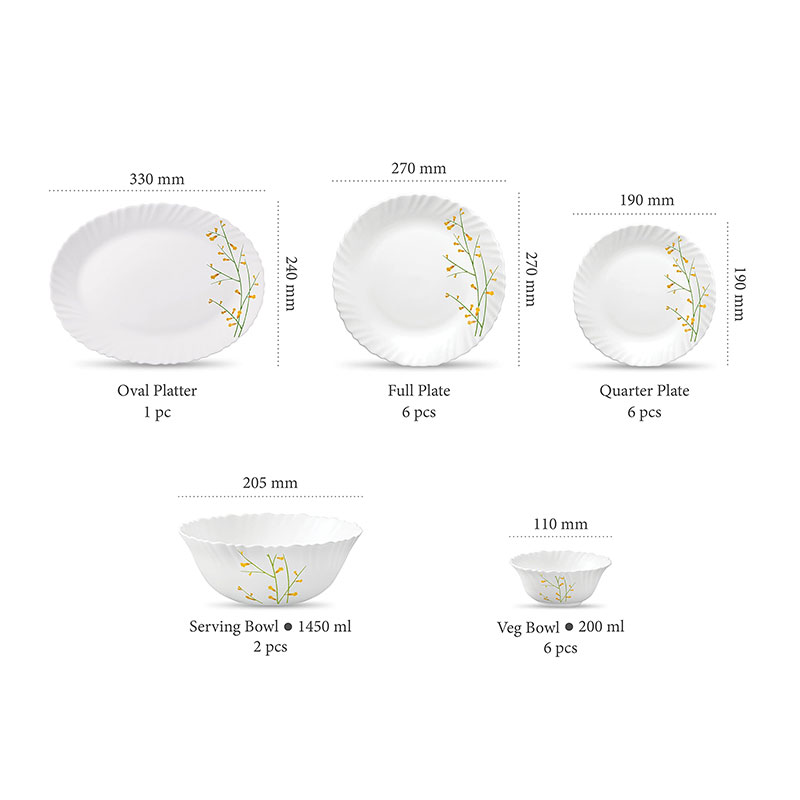 La Opala Dinner Set Citron Weave Classique 38 Pieces LW038 - Image 4