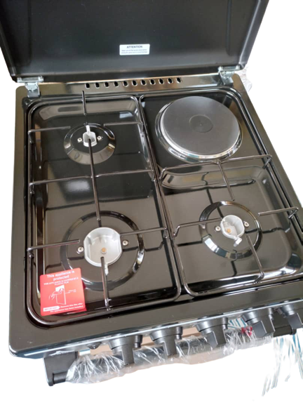 Delta Cookers 50x55cm 3 Gas Burner, 1 Electric Hotplate with Gas Oven & Grill Black DGC31B - Image 3
