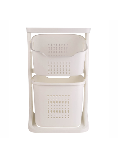 Nadstar Storage Basket 2 Deck Bathroom Clothes Storage Basket Multi-layer Universal Wheel Rack Grocery Organizer K998-3A