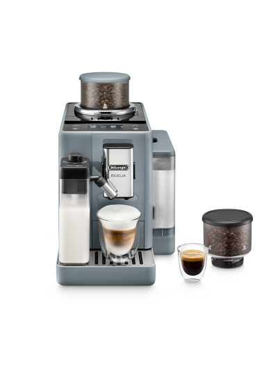 De'Longhi Rivelia Fully Automatic Coffee Machine with LatteCrema Hot, Automatic Milk Frother, Compact Size Bean to Cup Coffee Machine, 16 Recipes, Full Touch Colored Display, EXAM440.55.G