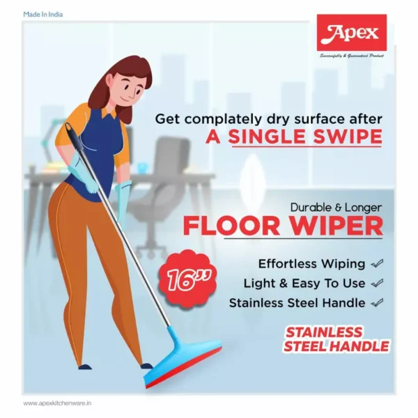 Apex Floor Wiper 16 inch Stainless Steel Handle - Image 2